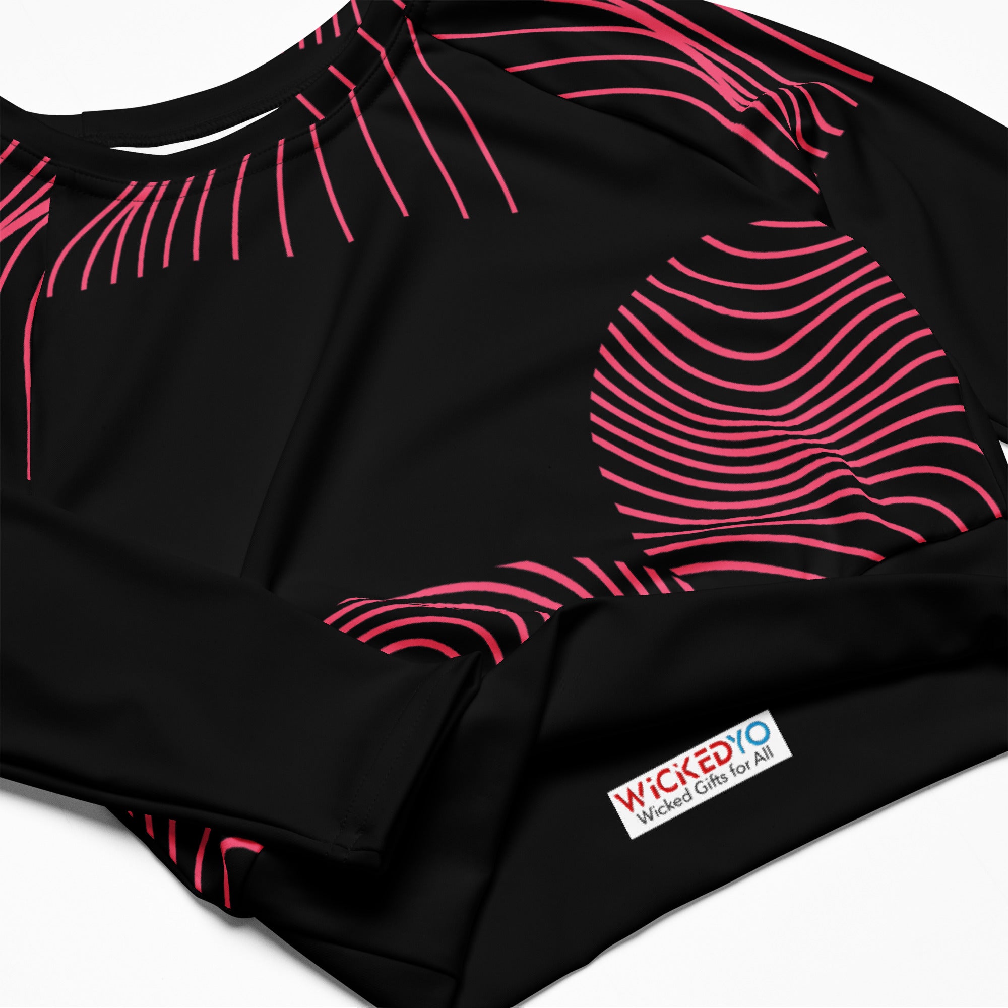 Activewear long-sleeve crop top. Yoga or Gym or Dance crop top. Streetwear top. RippleFX by WickedYo.